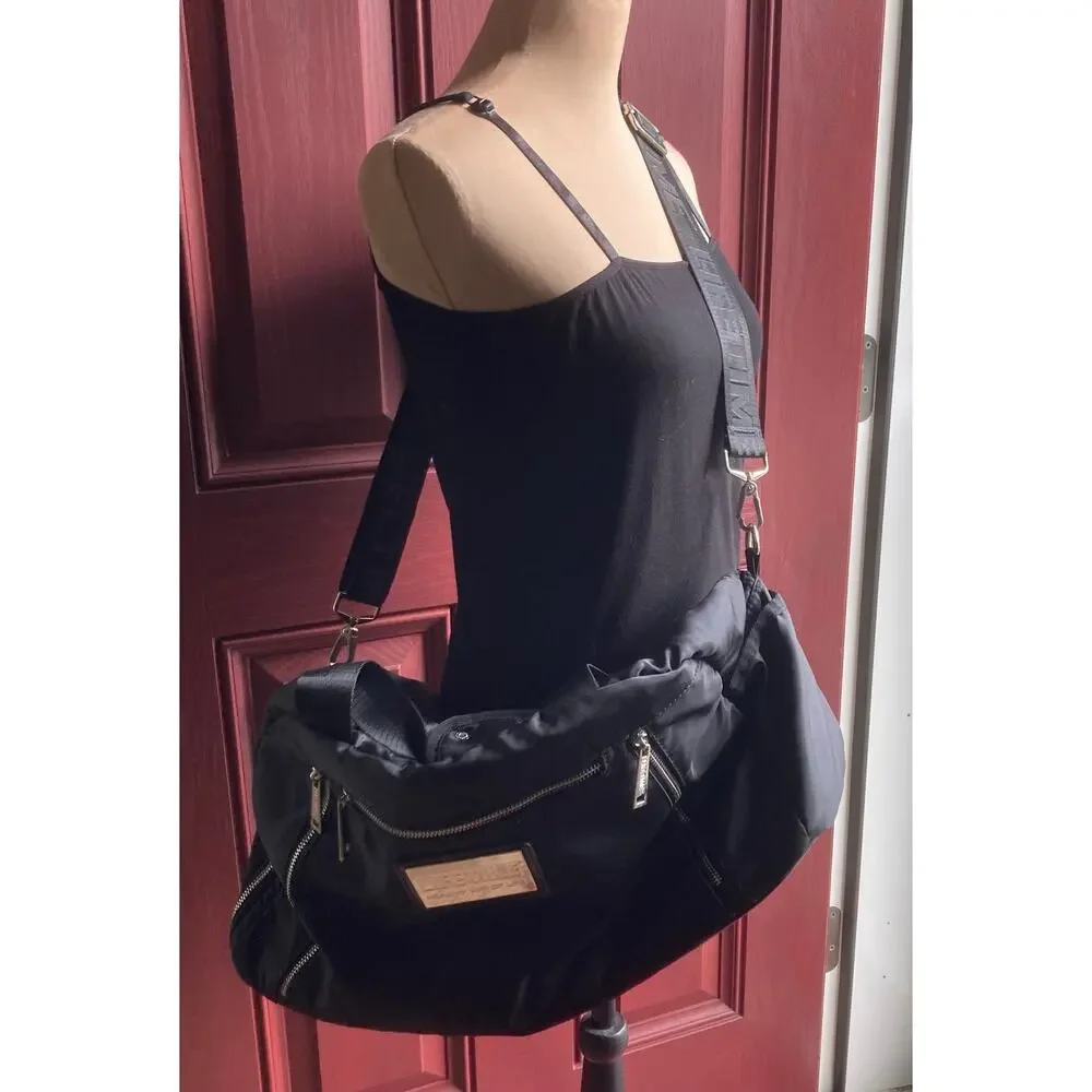 Lifetime Healthy Way Gym Duffle Bag Black Silver Nylon Y2k Retro Gym Travel 21''